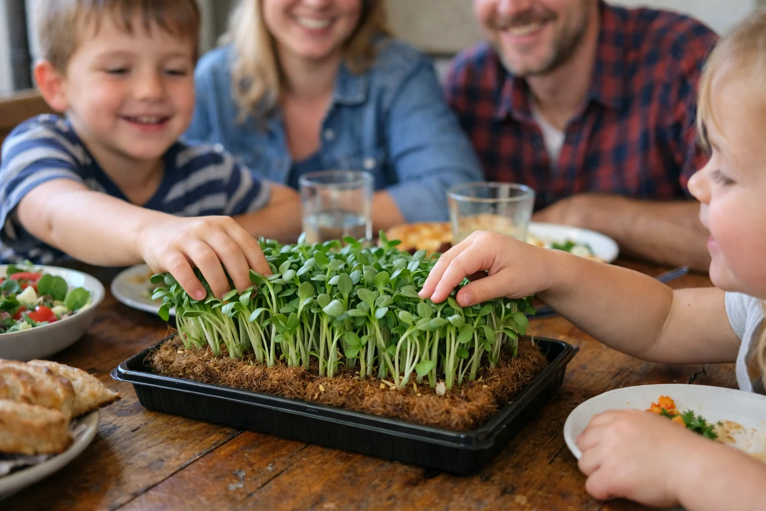 Künstlerische Darstellung von wachsenden Microgreens
